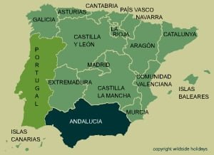 The Sierra Nevada mountain range holds the highest point in Andalusia, the main peaks Mulhacén and Veleta, both measure over 3,400 metres high