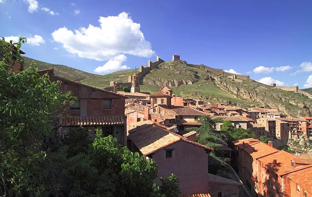Albarracín a UNESCO World Heritage Site with its stunning red-hued historic centre perched dramatically on a hilltop